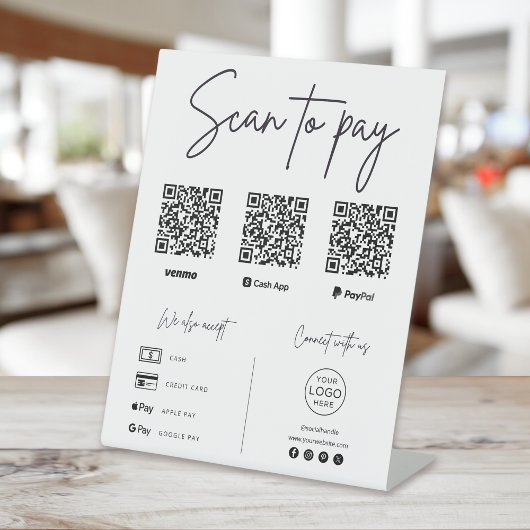 Scan To Pay QR Code Zakelijk Reclamebord Met Voetstuk