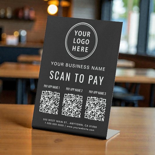 Scan to Pay QR Codes Tabletop Reclamebord Met Voetstuk