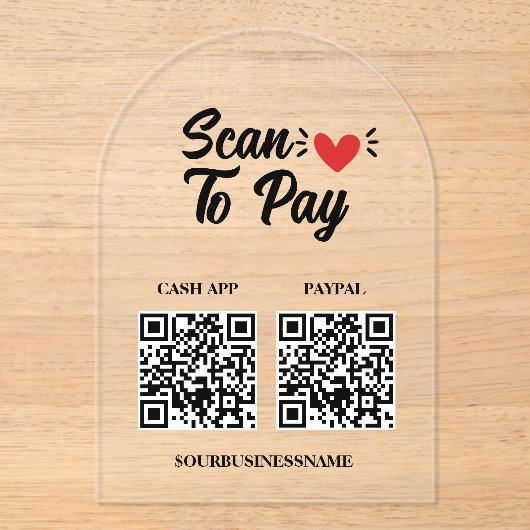 Scan to Pay Sign - Boost uw kleine B Acryl Uitnodigingen (Voorkant)