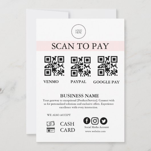 Scan to Pay Sign QR Code Payment Sign for Small Bu (Voorkant)