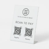 Scan to Pay | Two QR Code Tabletop Business Sign Reclamebord Met Voetstuk (Voorkant)