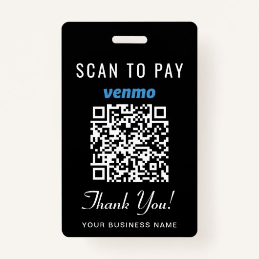 Scan to Pay Venmo QR Code Black Badge (Voorkant)