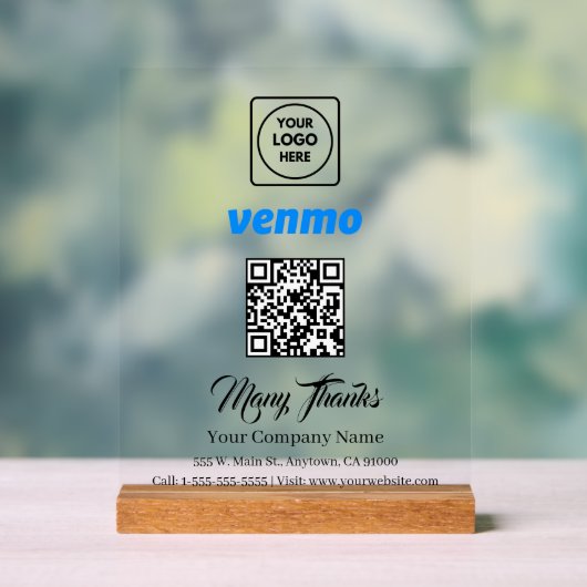 Scan to Pay Venmo QR Code White Display Sign (Neutraal)