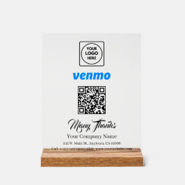 Scan to Pay Venmo QR Code White Display Sign