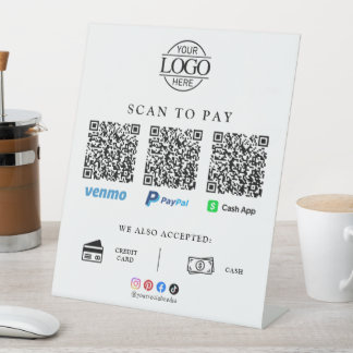 Scan To Pay Zakelijk Logo Qr Code Betaling Reclamebord Met Voetstuk