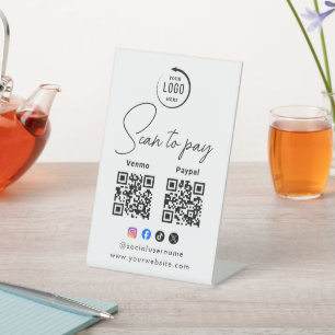Scan To Pay Zakelijk Logo Qr Code Reclamebord Met Voetstuk