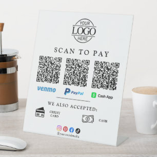 Scan To Pay Zakelijk Logo Qr Code Tafelmodel Reclamebord Met Voetstuk