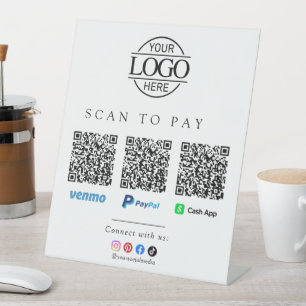 Scan To Pay Zakelijk Logo Qr Code Tafelmodel Reclamebord Met Voetstuk