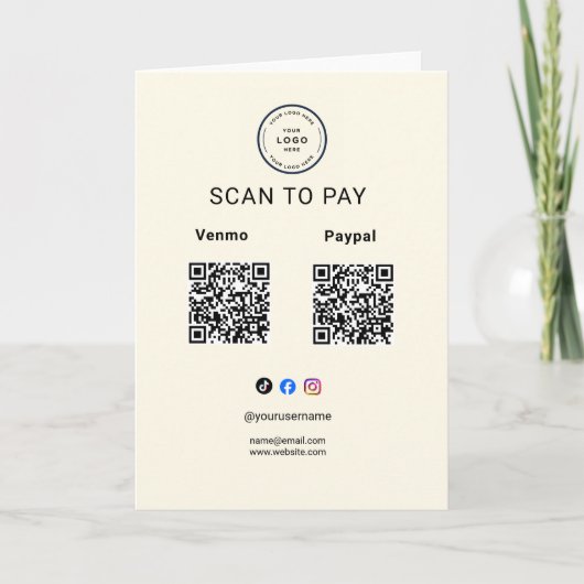 Scan To Pay Zakelijk Logo Qr Code Voetstuk Kaart (Voorkant)
