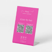 Scan To Pay Zakelijk QR-code Levendig Roze Reclamebord Met Voetstuk (Voorkant)