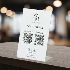 Scan To Pay Zakelijk Qr-code Script Monogram Reclamebord Met Voetstuk