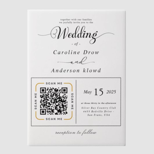 Scan to View Our Wedding Invitation Video Vellum Uitnodigingen (Voorkant)