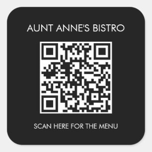 Scan voor bestelmenu QR Code Café Restaurant Koffi Vierkante Sticker