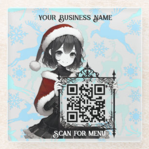 Scan voor Menu3 QRcode met personalisatie LGreyBG Glazen Onderzetter