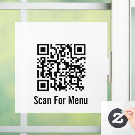 Scan voor menu Zwart-wit QR-code Raamsticker (Huis)