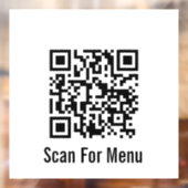 Scan voor menu Zwart-wit QR-code Raamsticker (Vel 2)