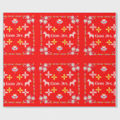 Scanadinavische kerstmis God jul wrappingpapier Cadeaupapier (Vlak)