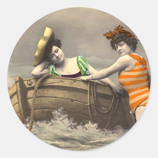 Scanadlous Striped Bathing Suit Ronde Sticker (Voorkant)