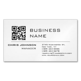 Scanbare QR-code aan de voorkant Modern Plain Simp Magnetisch Visitekaartje