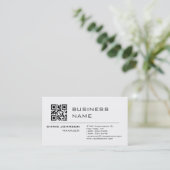 Scanbare QR-code aan de voorkant Modern Plain Simp Visitekaartje (Staand voorkant)