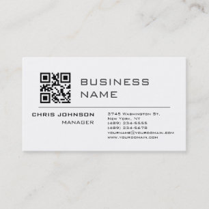 Scanbare QR-code aan de voorkant Modern Plain Simp Visitekaartje