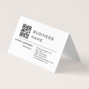 Scanbare QR-code aan de voorkant Modern Plain Simp Visitekaartje