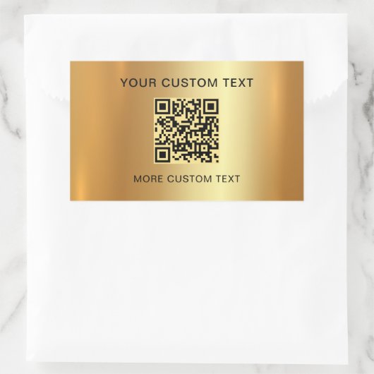 Scanbare QR-code Aangepaste tekst Elegant Faux Gol Rechthoekige Sticker (Tas)