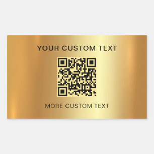 Scanbare QR-code Aangepaste tekst Elegant Faux Gol Rechthoekige Sticker