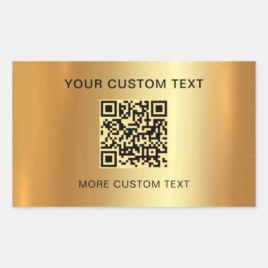 Scanbare QR-code Aangepaste tekst Elegant Faux Gol Rechthoekige Sticker (Voorkant)