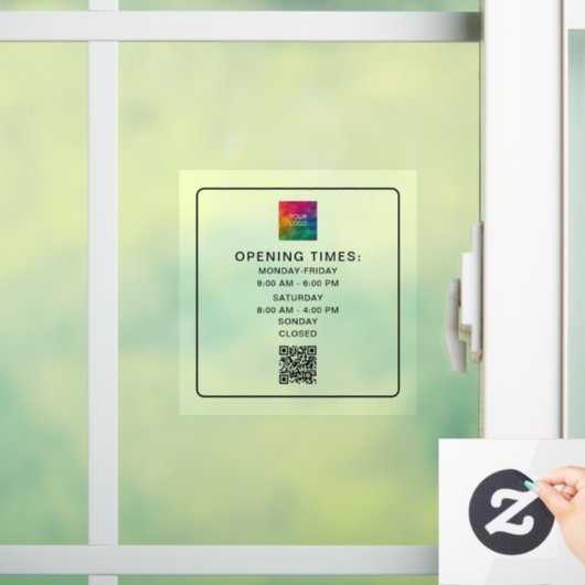 Scanbare QR-code Bedrijfsuren Upload Logo Slank Raamsticker (Huis)