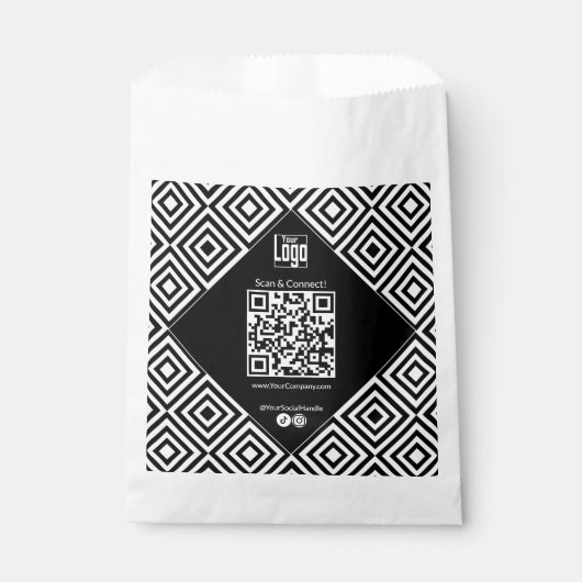 Scanbare QR-code, CTA, www, Social Zwart & Wit Bedankzakje (Voorkant)