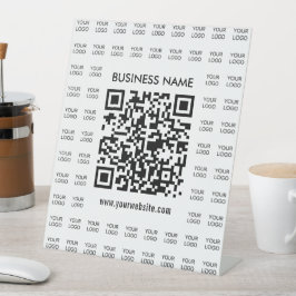 Scanbare QR-code en logo-patroon direct maken Reclamebord Met Voetstuk