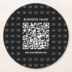 Scanbare QR-code en logo-patroon direct maken Ronde Kartonnen Onderzetter