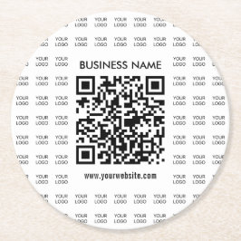 Scanbare QR-code en logo-patroon direct maken Ronde Kartonnen Onderzetter