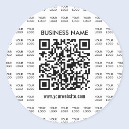Scanbare QR-code en logo-patroon direct maken Ronde Sticker