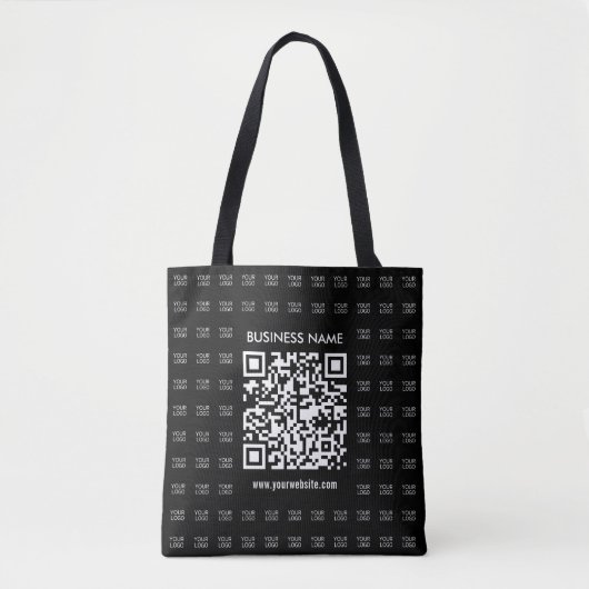 Scanbare QR-code en logo-patroon direct maken Tote Bag (Voorkant)