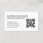 Scanbare QR-code Logo Minimalistische Witte Zakeli Visitekaartje (Achterkant)