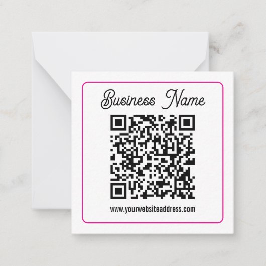 Scanbare QR-code met cursief handschrift Notitiekaartje (Voorkant)