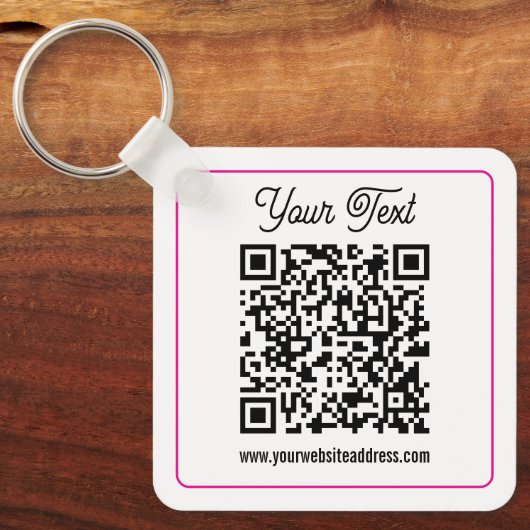 Scanbare QR-code met cursief handschrift Sleutelhanger (Voorkant)