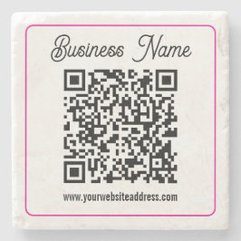Scanbare QR-code met cursief handschrift Stenen Onderzetter