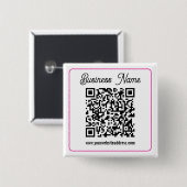 Scanbare QR-code met cursief handschrift Vierkante Button 5,1 Cm (Voorkant /achterkant)