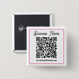 Scanbare QR-code met cursief handschrift Vierkante Button 5,1 Cm