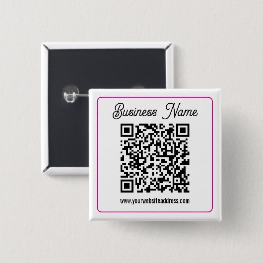 Scanbare QR-code met cursief handschrift Vierkante Button 5,1 Cm (Voorkant /achterkant)