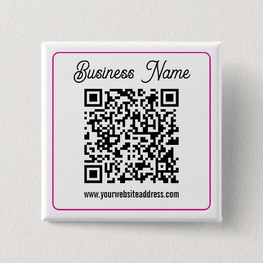 Scanbare QR-code met cursief handschrift Vierkante Button 5,1 Cm (Voorkant)