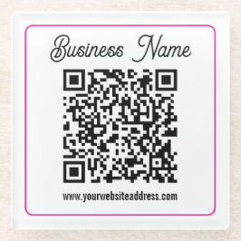 Scanbare QR-code met cursief schrifthandschrift Glazen Onderzetter