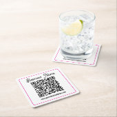 Scanbare QR-code met cursief schrifthandschrift Kartonnen Onderzetters (Insitu)
