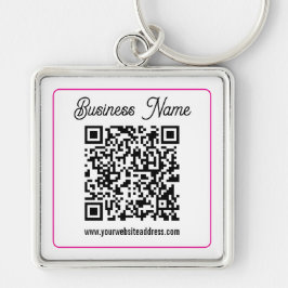 Scanbare QR-code met cursief schrifthandschrift Sleutelhanger