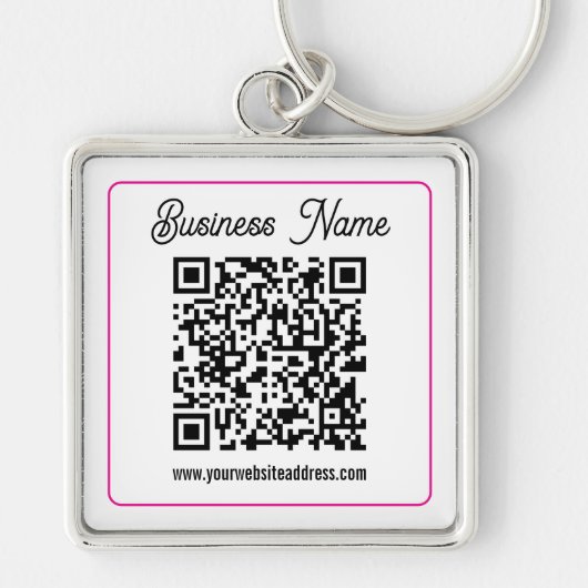 Scanbare QR-code met cursief schrifthandschrift Sleutelhanger (Voorkant)