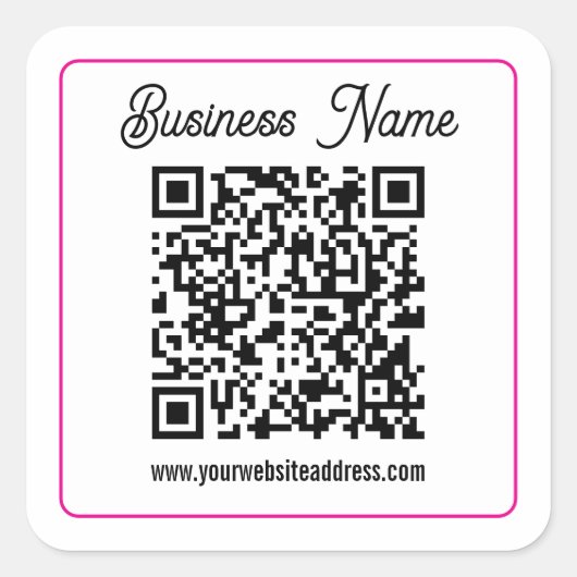 Scanbare QR-code met cursief schrifthandschrift Vierkante Sticker (Voorkant)