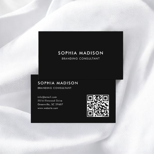 Scanbare QR-code Minimalistische Zwart Visitekaartje